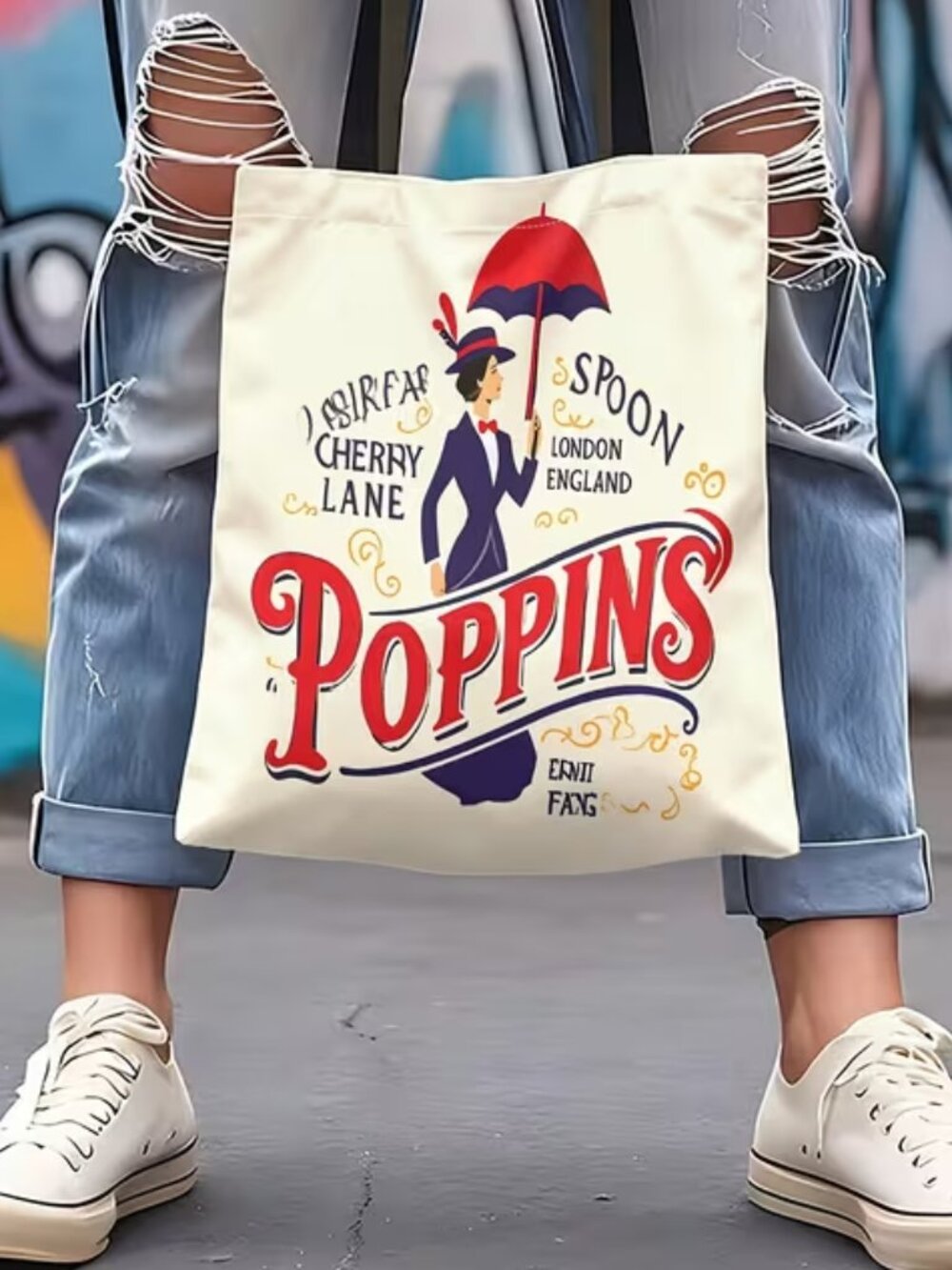 Disney Parks Mary Poppins Practically Perfect In Every Way Tote Bag 13" x 15"